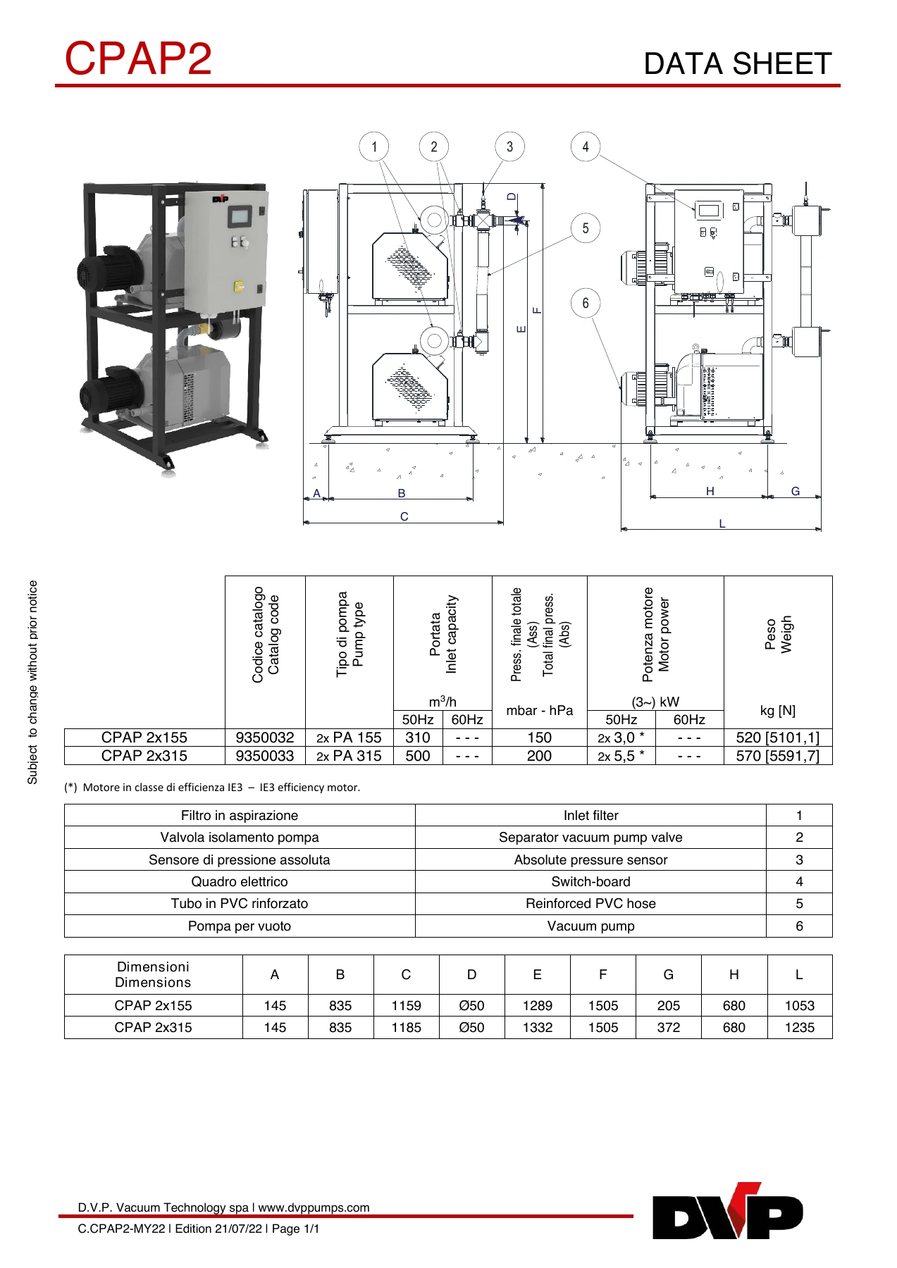 DVP C.CPAP2-MY22 original technical data sheet page 1