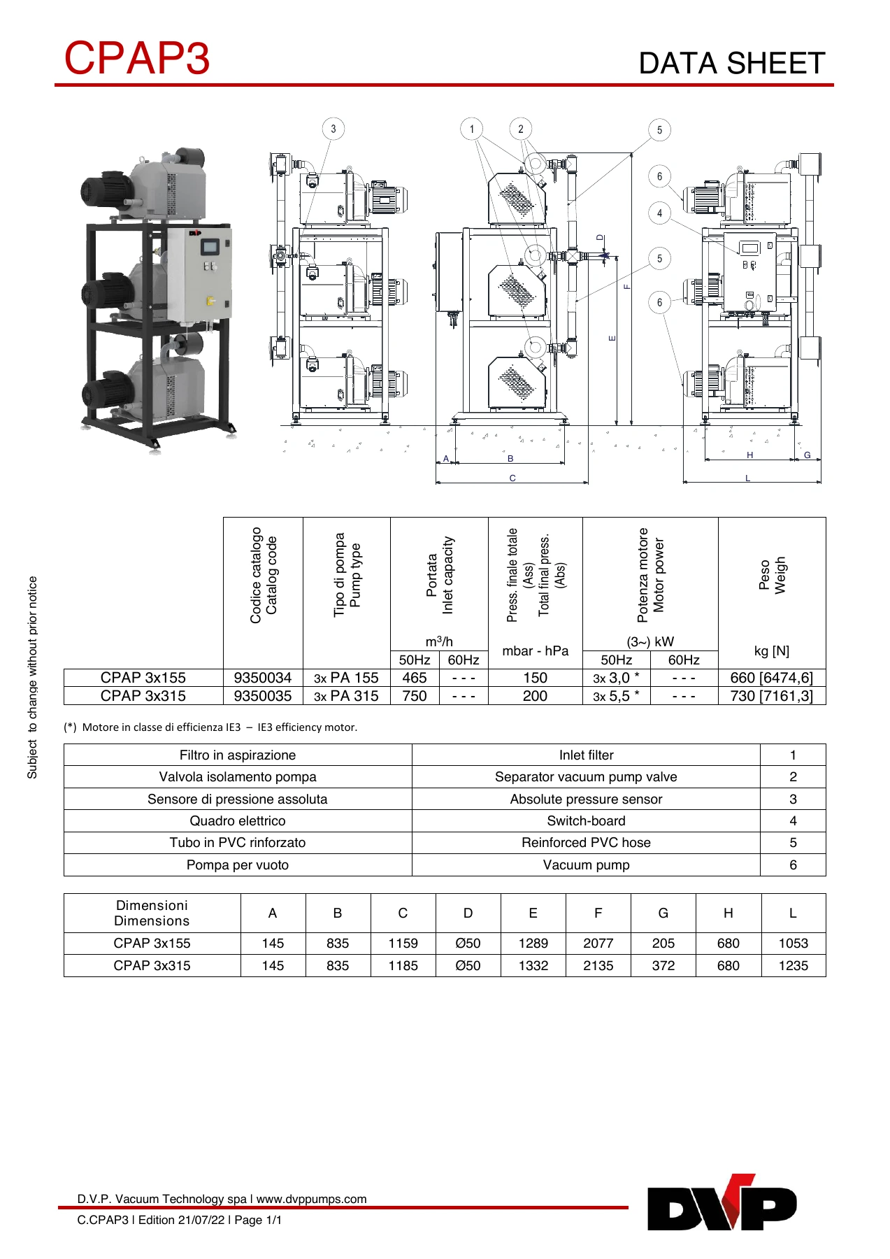 DVP C.CPAP3-MY22 original technical data sheet page 1