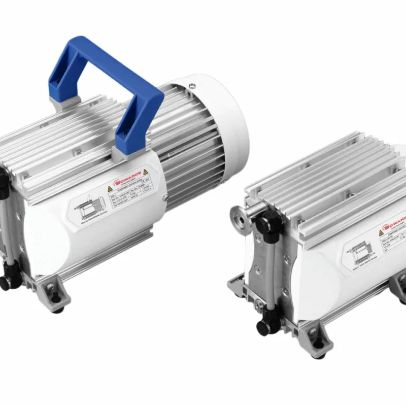 Edwards XDD1 diaphragm pumps, illustrating AC and DC versions.